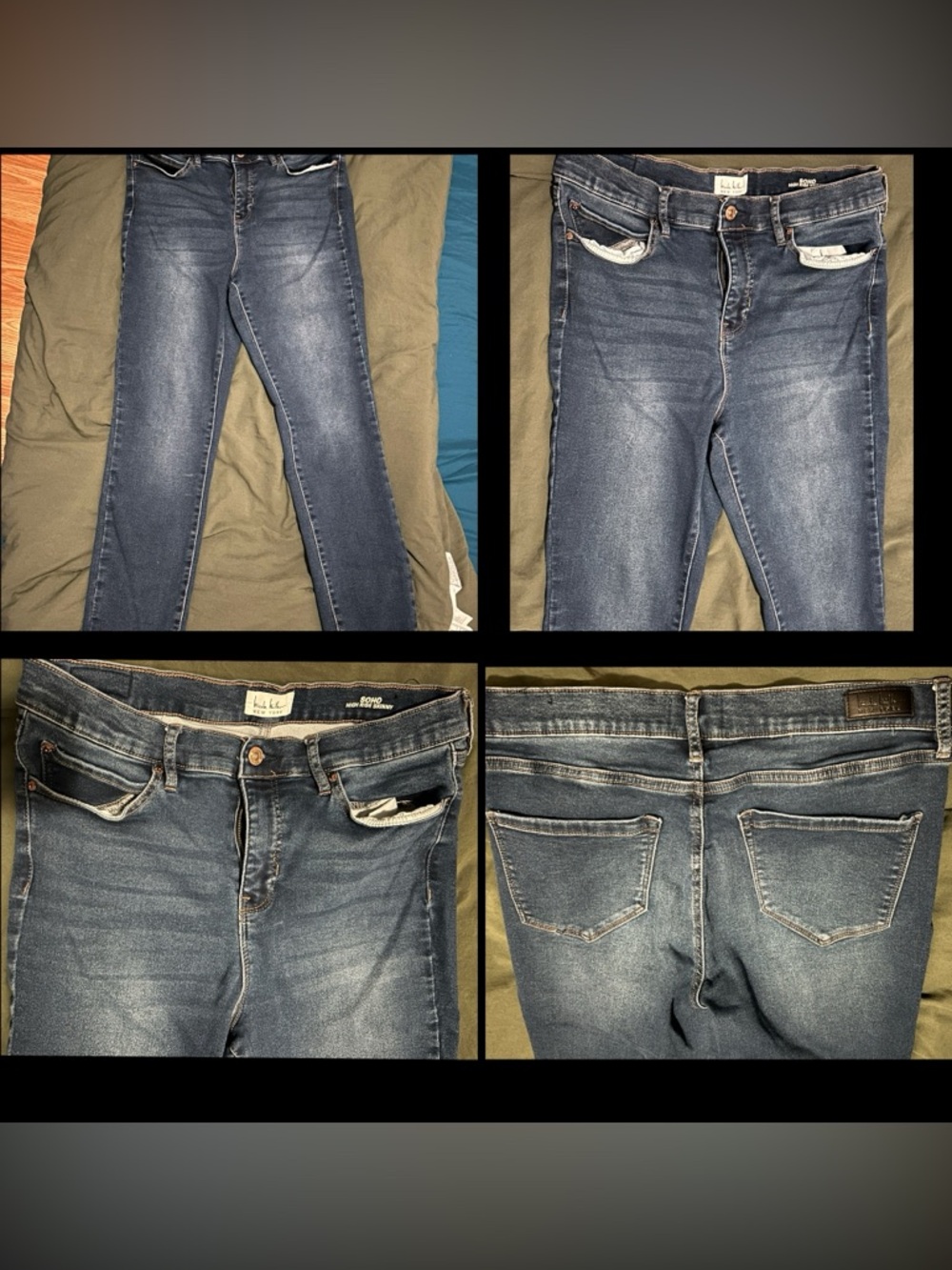 Nicole Miller SoHo High Rise Buttery Soft Blue Skinny Jeans Size 12